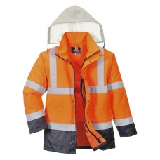 Светоотражающая контрастная дорожная куртка 4-в-1 Portwest S471 оранжевая/темно-синяя