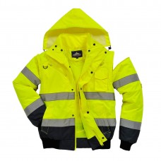 Светоотражающая контрастная куртка-бомбер Portwest C465 желтая/темно-синяя