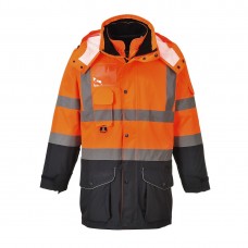 Светоотражающая контрастная куртка Traffic 7 в 1 Portwest S426 оранжевая/темно-синяя