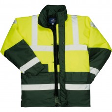 Контрастная светоотражающая дорожная куртка Portwest S466 желтая/зеленая