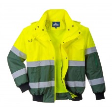 Светоотражающая куртка-бомбер X Portwest C565 желтая/зеленая