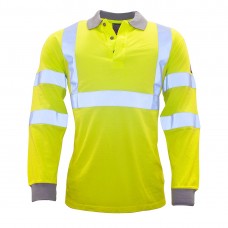 Огнестойкая антистатическая светоотражающая рубашка поло с длинными рукавами Portwest FR77 желтая