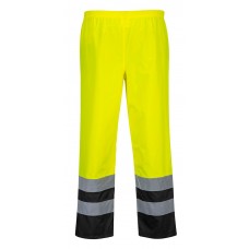 Двухцветные светоотражающие дорожные брюки Portwest S486 желтые