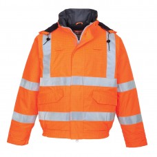 Светоотражающая антистатическая огнестойкая водонепроницаемая куртка бомбер Bizflame Portwest S773 оранжевая
