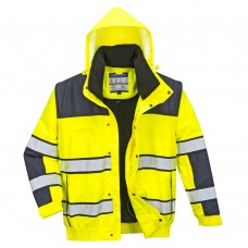 Классическая светоотражающая куртка-бомбер Portwest C466 желтая/темно-синяя