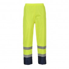 Светоотражающие влагозащитные классические контрастные брюки Portwest H444 желтые/темно-синие