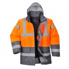 Двухцветная светоотражающая дорожная куртка Portwest S467 оранжевая/серая