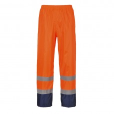 Светоотражающие влагозащитные классические контрастные брюки Portwest H444 оранжевые/темно-синие