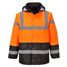 Двухцветная светоотражающая дорожная куртка Portwest S467 оранжевая/черная