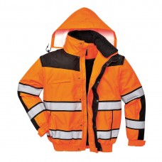 Классическая светоотражающая куртка-бомбер Portwest C466 оранжевая/черная