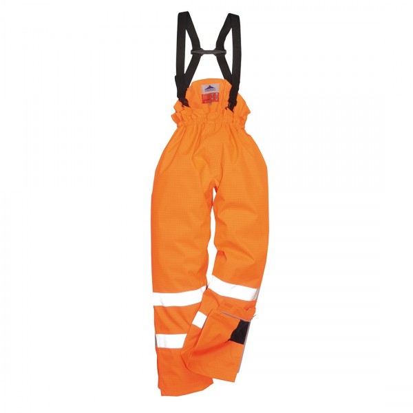 Антистатические огнестойкие брюки Rain на подкладке Portwest S781 оранжевые