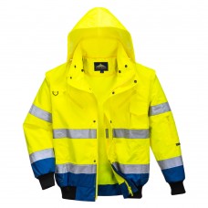 Светоотражающая контрастная куртка-бомбер Portwest C465 желтая/синяя