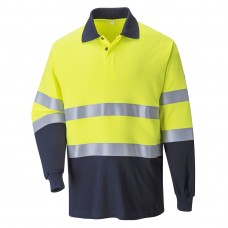 Огнестойкая антистатическая двухцветная рубашка поло Portwest FR74 желтая/темно-синяя