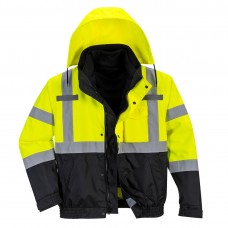 Светоотражающая куртка-бомбер 3-в-1 класса премиум Portwest S365 желтая/черная