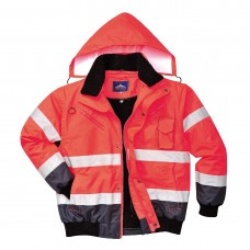 Светоотражающая контрастная куртка-бомбер Portwest C465 красная/темно-синяя