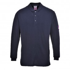 Огнестойкая антистатическая футболка-поло с длинными рукавами Portwest FR10 темно-синяя
