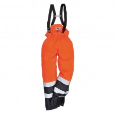 Мульти-защитные светоотражающие водонепроницаемые брюки Portwest S782 оранжевые/темно-синие