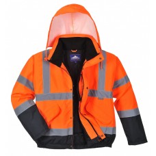 Светоотражающая двухцветная куртка-бомбер Portwest S266 оранжевая/темно-синяя