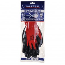 Нитриловые перчатки Flexo Grip (в розничной упаковке) Portwest A319 красные/черные