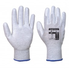 Антистатические перчатки с полиуретановым покрытием на пальцах и ладонях Portwest A199 серые